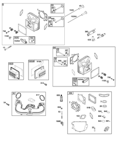 Cylinder Head Group Diagram and Parts List for 40R577-0002-H5 400000 - 699999 Briggs and Stratton Engine